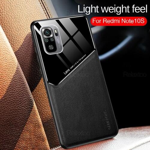 Remy note 10 pro s case leather texture car magnetic holder cover for xiaomi redmi note 10pro note10pro silicone shockproof case