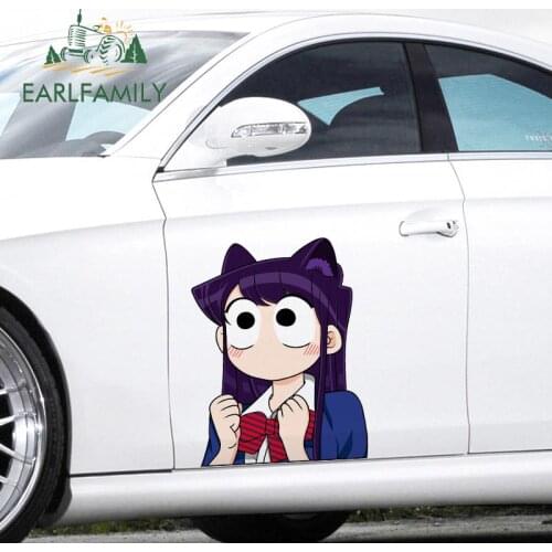 EARLFAMILY 43cm x 32.7cm for Hyped Komi Peeker Car Stickers Scratch-Proof Car Body Decal Fashion Waterproof Personality Decor