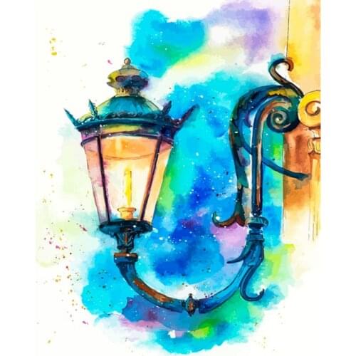 GATYZTORY Frame Paint By Numbers Scenery DIY Oil Painting By Numbers On Canvas Retro wall lamp Digital Painting Unique Gift