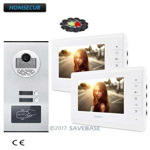 HOMSECUR 7" Multi Apartment Video Doorbell Security Intercom+Mute Monitor for Secure Home