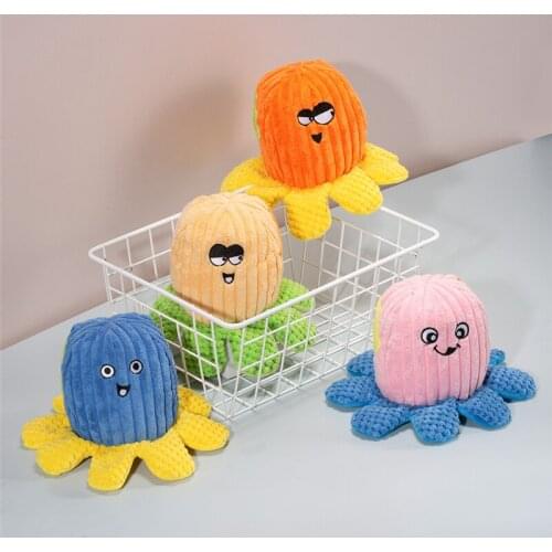 4 PCS Octopus Dog Toys Stuffing Plush Puppy Teething Chew Toy With Sounding Paper for Small Medium Large Pets Wholesale XB