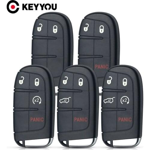 KEYYOU 2/3/4/5 Button For Chrysler Jeep Cherokee Dodge Ram 1500 Journey Charger Challenger Car Smart Key Shell Insert Blank Case