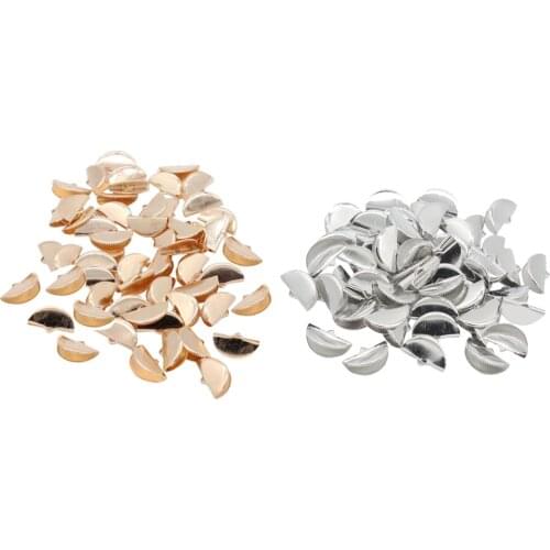 100pcs Half Round Ribbon Crimp End Clip Clamp Cord Cap Tip Bracelet Connectors