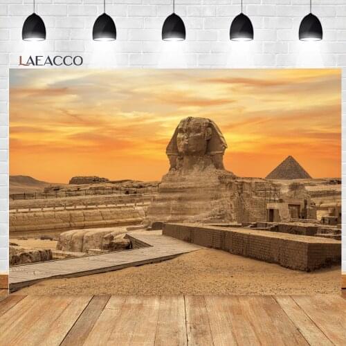 Laeacco Ancient Egyptian Vintage Dusk Pyramid Sphinx Real Scene Photocall Backgrounds Baby Poster Portrait Photography Backdrops