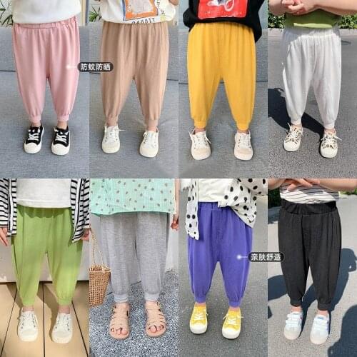 Girls' Summer 2021 Childrens Modal Anti Mosquito Pants Baby Girl Pants Loose Tappered Trousers Fashionable Casual