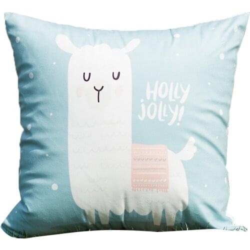 Sweet style kids use cartoon alpaca pattern home cushion covers funda cojin 45 * 45 no core pink pillow covers for sofa X97