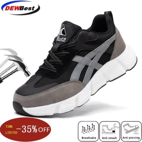 Mens work safety shoes Lightweight wear-resistant non-slip protective boots Indestructible steel-toed shoes Fashion outdoor