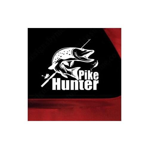 Pike Hunter Sticker Angling Decal Bucket Tackle Shop Fishhook Sticker Fish Tank Boat Box Car Vinyl