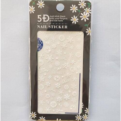 5D Nail Sticker Laser Anaglyph Effect Design Nail Foil Winter Snowflake Edelweiss Glue Sticker Decals Slider Nail Art Decoration