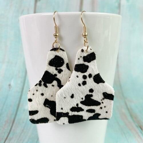 Wholesale Leopard Print Leather Earrings Western Cowboy Horsehair Cow Fashion Real Leather Earrings Ins Hot Sale