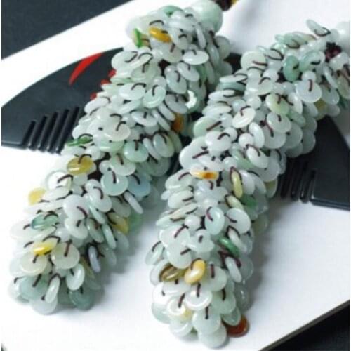 Natural jade three buckle hand woven car hanging pendant