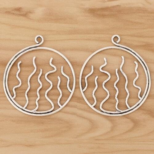 5 Pieces Tibetan Silver Large Wave Charms Pendants for Necklace Jewellery Making Accessories 62x53mm