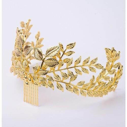 Rose Gold Leaf Bride Headband Bridal Headpiece Hair Accessories Women Wedding Prom Party Tiaras and Crowns Head Jewelry