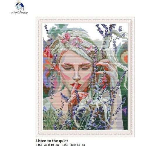 Listen to the Quiet Counted 11CT Printed Fabric 14CT Canvas DMC Chinese DIY Handwork Cross-stitch Embroidery Needlework Set