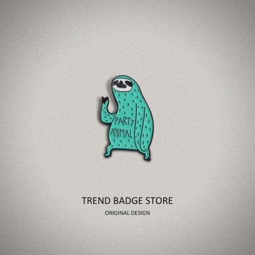 Cute Cartoon Sloth Lightning Design Enamel Label Pins Brooches Omn Clothes, Accessorized With Party Animal Jacket Badge