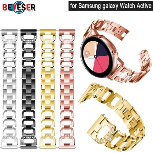 Watchband 20mm for Samsung Galaxy Watch 3 41mm 42mm Active Active 2 40mm Gear Classic Jewelry Band Rhinestone Diamond Link Strap