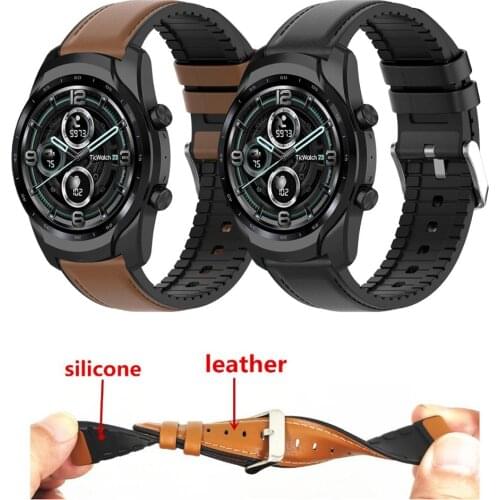 Genuine Leather Strap For Ticwatch Pro 3 Silicone Band For Ticwatch Pro 3 GPS 4G/LTE 2020 GTX E2 S2 S Mens Replacement Bracelet