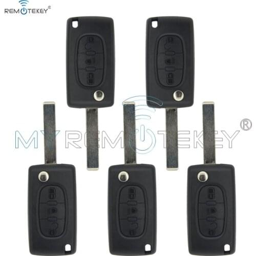 Remtekey 5pcs CE0536 3 button with light button HU83 key blade 434mhz for Citroen Peugeot Folding remote key remtekey