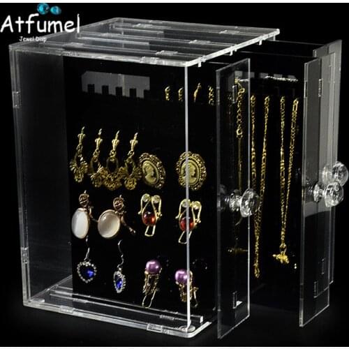 3 Drawers Acrylic Jewelry Storage Box Earrings Display Rack Necklace Bracelet Organizer Case Transparent Serado Jewelry Tray