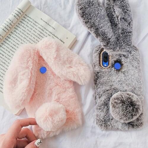 For Huawei P Smart Z 2019 2020 2021 Fluffy Rabbit Silicone cover huawei P20 P30 Pro P40 lite 9A Honor 10i 10 8X 8A 9C Phone Case