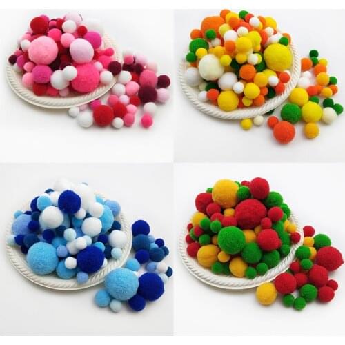 135Pcs/lot Mixed 10/15/20/30mm Soft Round Shaped Pompom Balls Fluffy Pom Poms For Kids DIY Handmade Dolls Toys Garment Handcraft