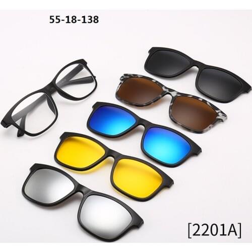 6 In 1 Custom Men Women Polarized Optical Magnetic Sunglasses Clip Magnet Clip on Sunglasses Polaroid Clip on Sun Glasses Frame