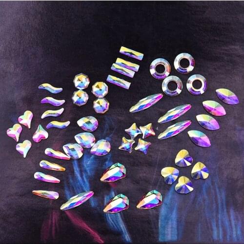 50pcs Rhinestone For Nails Mixed Sizes 3-6mm Crystal Strass 3D Charm Gems DIY Nail Art Decorations AB Stones for Nail 08