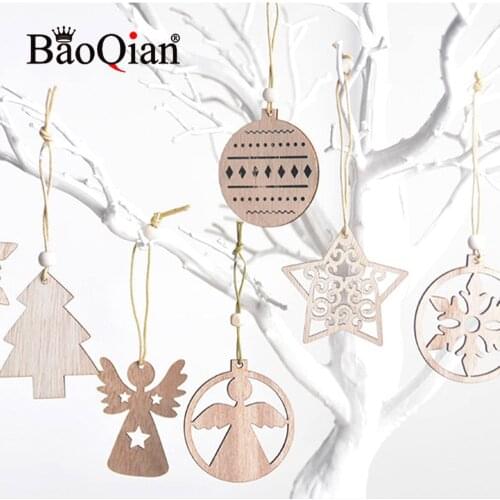 Natural Wooden 12/box 6x4.5cm Angel Shape Christmas Tree Decoration Ornaments Diy Wooden Christmas Party Decoration Scrapbook