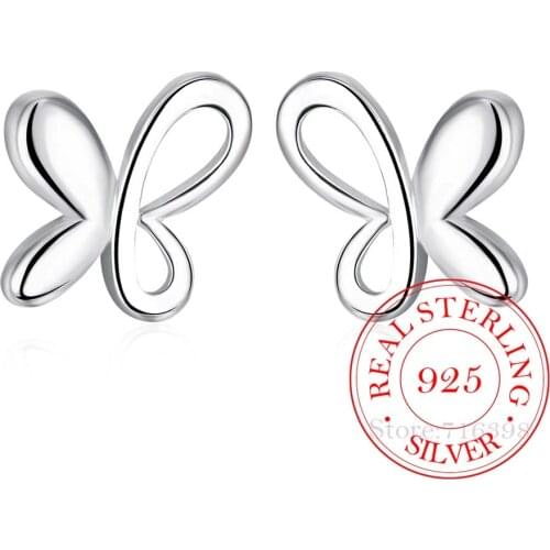 High Quality 100% 925 Sterling Silver Women Jewelry Korean Silver Cute Butterfly Stud Earrings for Women 2020 Wedding Party Gift