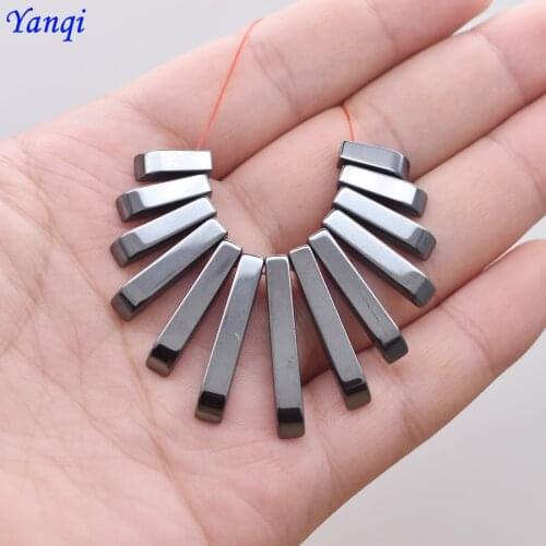 Yanqi High-quality Natural Stone Special-shaped Square Black Hematite Beads For Women Men Jewelry Necklace Making DIY