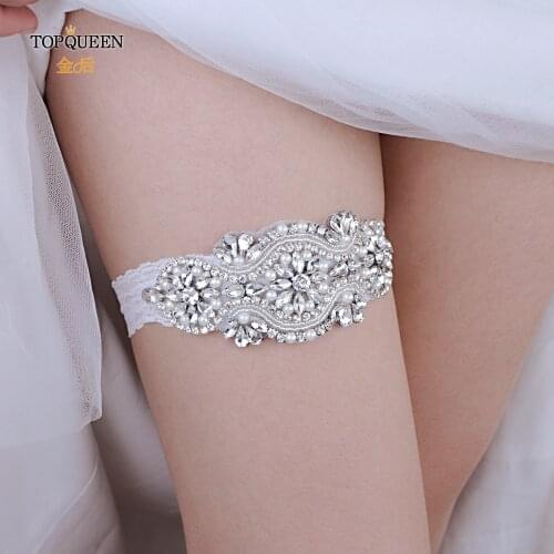 TOPQUEEN Lady Lingerie Garter Stocking Rhineston Lace Garter Belt Legs Ring Harness Women Belt Wedding Garter bridal girl THS05