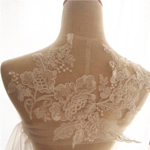 1 pair Off White Embroidered Bodice Lace Applique Lace Bodice For Bridal Dress Altering