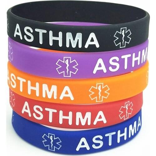 1pc ASTHMA medical alert awareness silicone wristband rubber band letter bracelet for women men custom bracelet gifts SH323