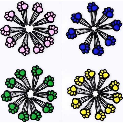 Kids Gift Hairslide Girls 10Pcs Hair Clips Colorful Paw Prints Hair Hairpins Cheap Hair Accessory Birthday Party Gift