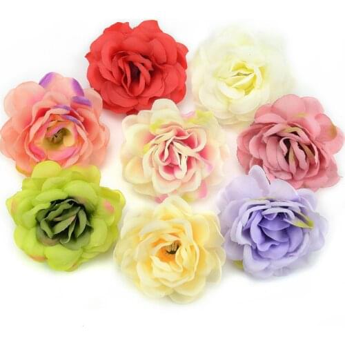 100pcs/lot 7cm Artificial Silk Rose Flowers Wall Heads For Home Wedding Decoration DIY Wreath Accessories Craft Fake Flower