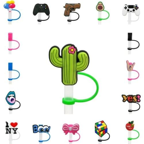 1000PCS PVC Cartoon Silicone Straw Tip anime straw toppers Drinking Dust Cap Splash Proof Plugs Cover Suit For 7mm-8mm Straw cap