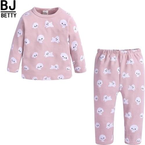 Cotton Childrens Pajamas Sets Keep warm Baby Girls Boys Clothes Cartoon Kids Pyjamas Set Long Sleeve Tops+Pants 2pcs BB478