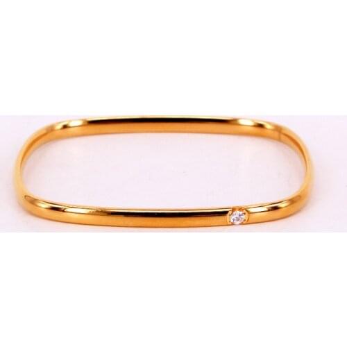 2021 Fashion Hot Sell Square diamond Open Bangle Gold Plated Titanium Stainless Steel Jewelry Woman Girl Birthday Gift Washable