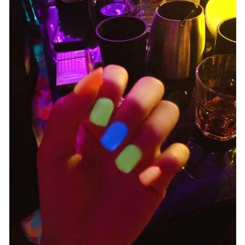 24pcs Fluorescent False Nail Waterproof Glowing in Dark Nail Tip Manicure Decor SSwell