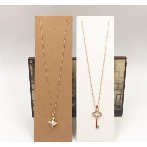 50Pcs 18.5x5.5cm White/Brown Necklace Cards Long Necklace/Pendant Packaging Displays Card High Quality Jewelry Show Cards