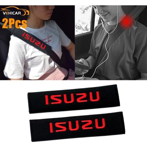 VEHICAR 2PCS Car Seat Belt Cover Cotton Logo knitting For ISUZU Vehicle Accessories Cover Driver Shoulder Protector Universal
