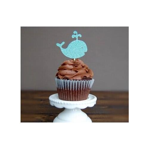 Glitter Whale sea cupcake toppers Valentines day toothpick wedding Food Picks baby bridal shower Decor Decorations