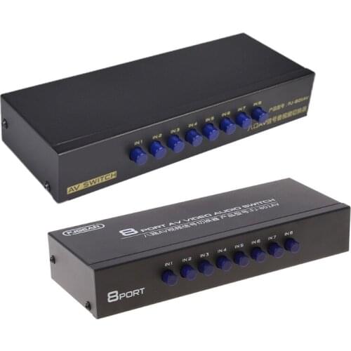 C1FB 8-Way AV Switch RCA Switcher 8 in 1 out Composite Video L/R Selector Box for DVD Game Consoles