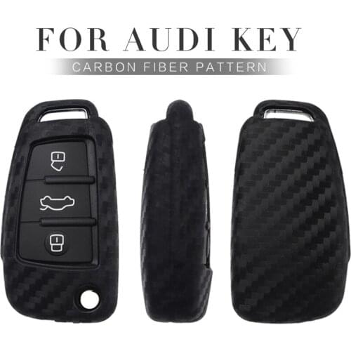 Car Key Protection Case Cover For Audi A1 A3 8P 8V A4 B9 A5 A6 C8 4F Q7 Q8 R8 TT MK3 8S Silica Gel Carbon Fiber Key Ring Shell