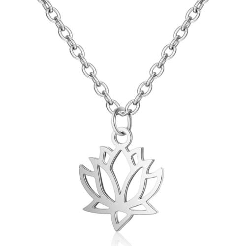 European and American fashion yoga lotus titanium steel necklace lotus stainless steel pendant jewelry necklace