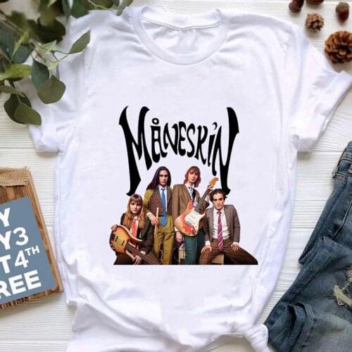 Fashion Tshirt Women Clothe Maneskin Rock Band Cartoon Print Streetwear T-Shirt Female Summer Oversized T Shirt Femme Wholesale