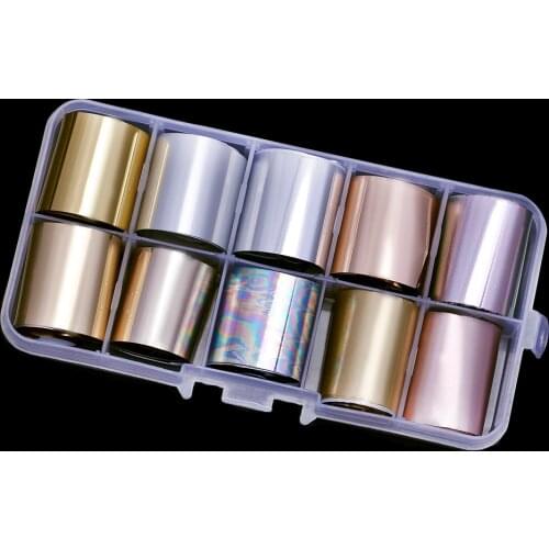 2.5*100cm Holographic Flower/Metallic Nail Foil (10 colors ) Rose Gold Silver Nail Art Decal Manicure Nail Decal Nail Sticker