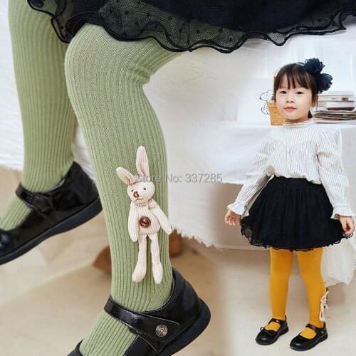 Child girls striped cotton tights Cute puppet little rabbit baby kids pantyhose Multicolor tights for toddler princess girls