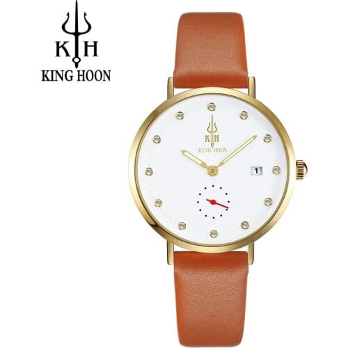 KING HOON 2017 Hot sales watch women clock dress watch brand womens Casual Leather quartz watch Analog women wrist watch gifts