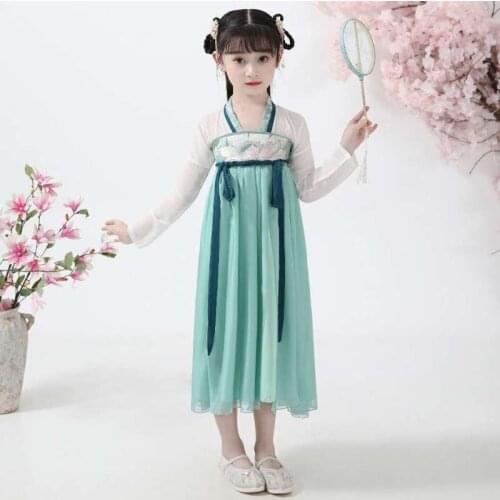 11 12 13 14 15 16 Year Old Classical Girls dress National Costume Chinese Hanfu Ethnic Dance Kid Child photography Ancient dress